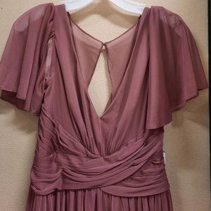 NWT - David's Bridal Flutter Sleeve Crisscross Mesh Bridesmaid Dress in Chianti